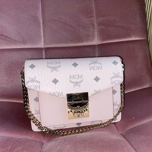 MCM Patricia Pink Visetos & Leather Cross Body